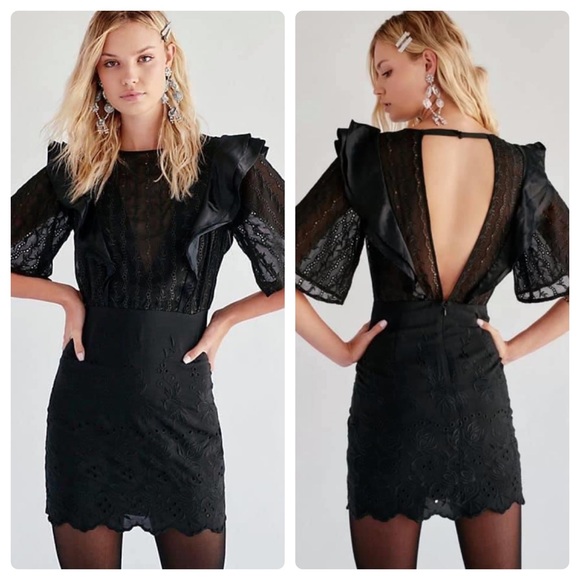 Free People Party Mackenzie Mini Dress Black NWT 2 - Picture 2 of 8